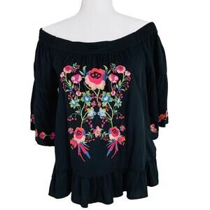 Muselooks Embroidered Off-shoulder Embroidered‎ Top